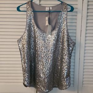 GAP Silver Sequin Scoop Neck Tank